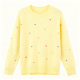 Yellow Crew Neck Sweater with Multi-Color Heart Print