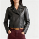 Black Cropped Leather Moto Jacket