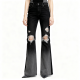 Black Ombré Distressed Flared Jeans