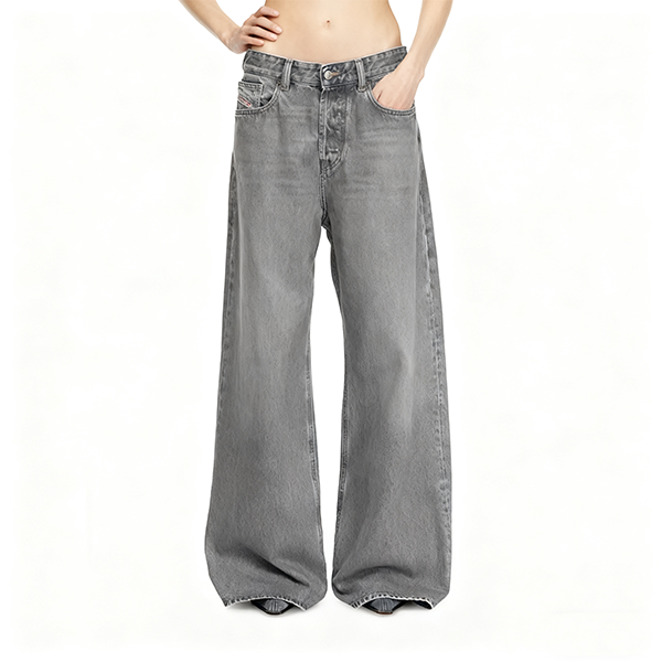 Gray Relaxed Wide-Leg Jeans