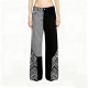 Gray & Black Geometric-Print Wide-Leg Pants